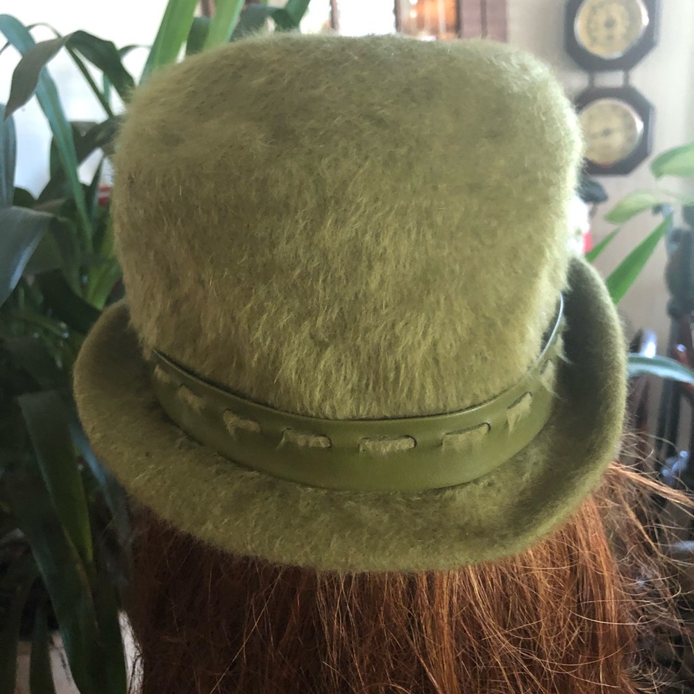 Vintage Green Brushed Wool Hat - Picture 3 of 9